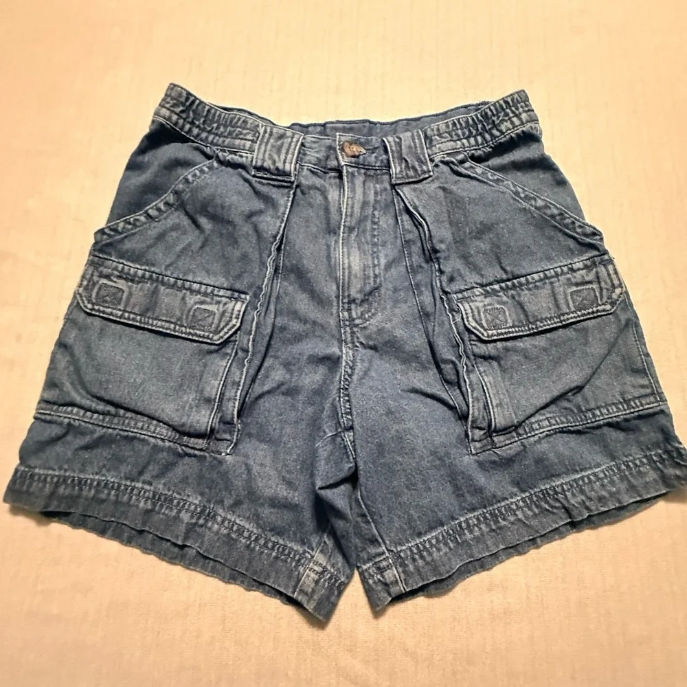 Outdoor Life Cargo Shorts Mens 30 Blue Denim Multi Pocket Hiking Y2K Vintage